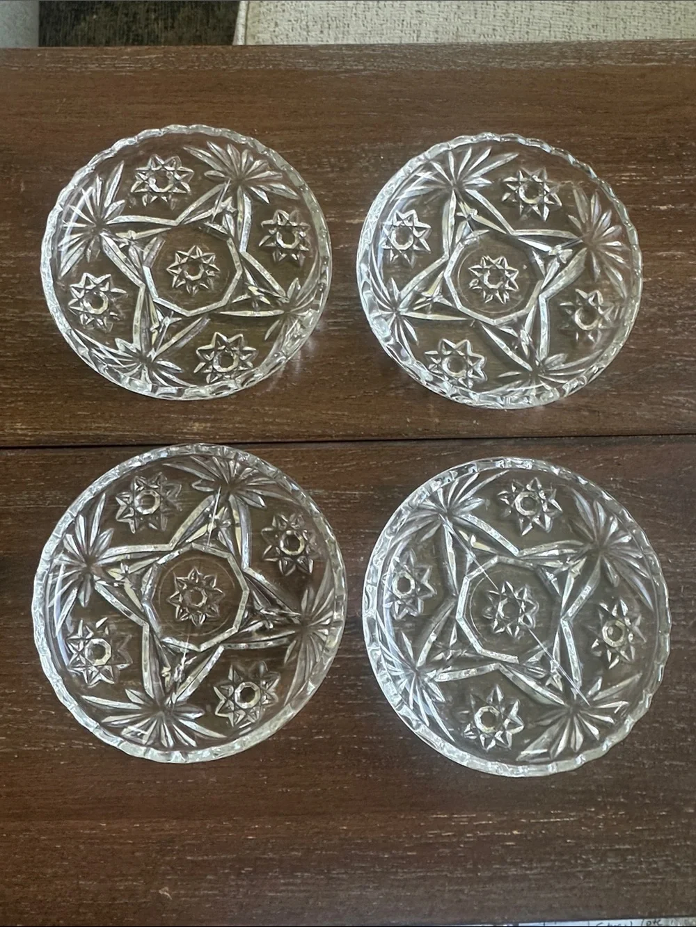 Vintage Anchor Hocking Mid-Century ‘Star of David’ Coaster Set w/Wooden Stand